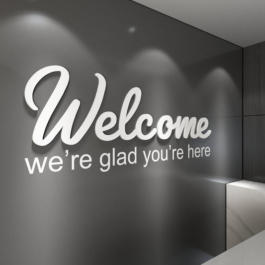 Welcome, We're Glad 3D Wall Sign-1