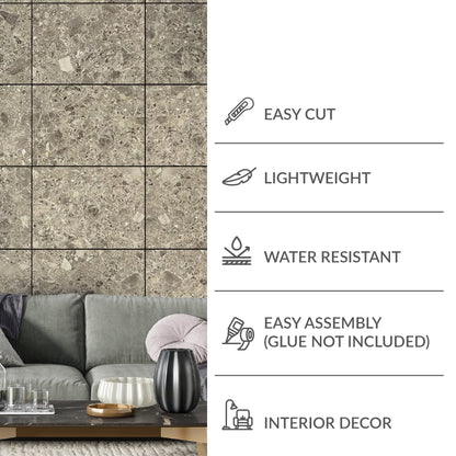 Grey and Taupe Marble Stone Imitation Decorative Panels-3