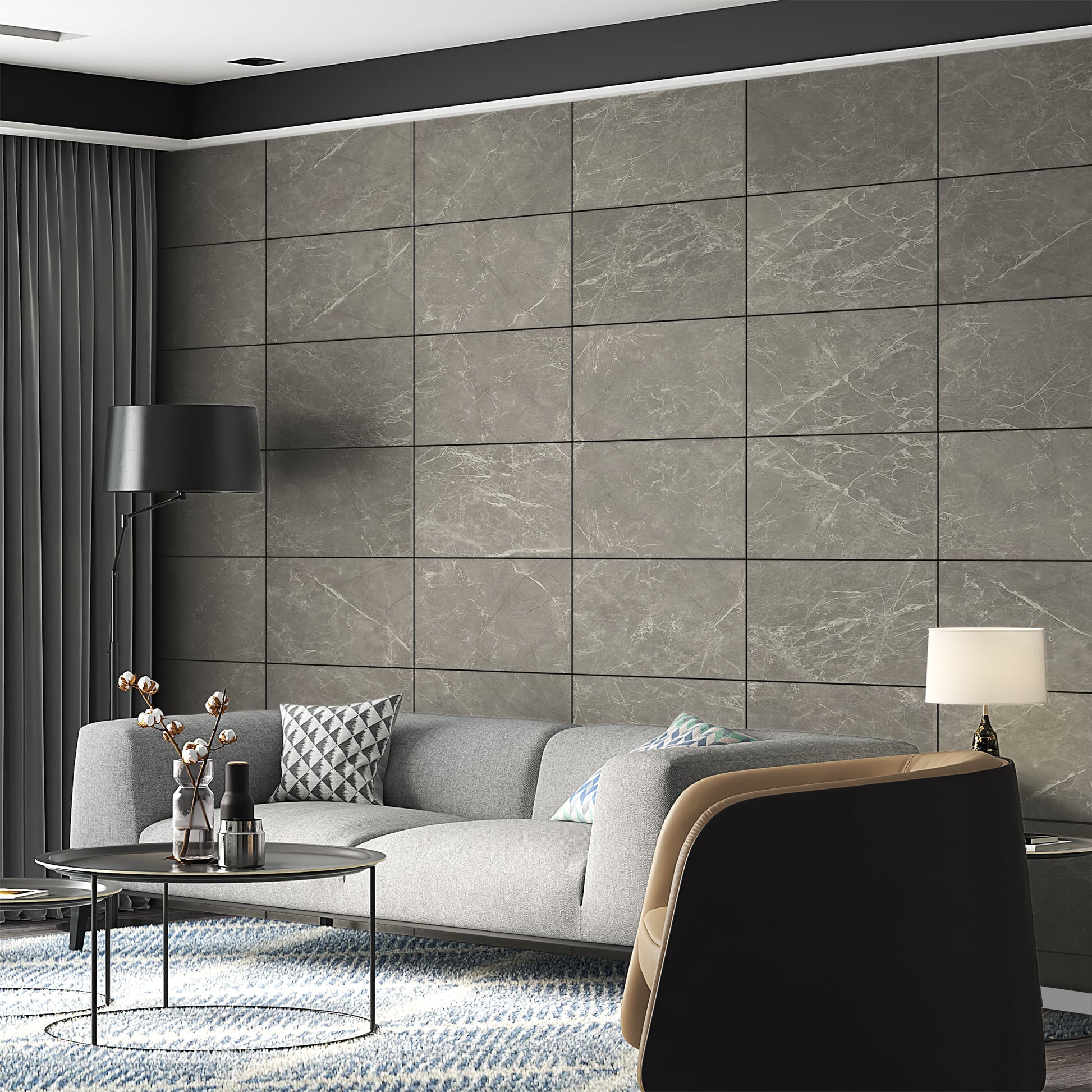 Grey Marble Stone Imitation Decorative Panels-0
