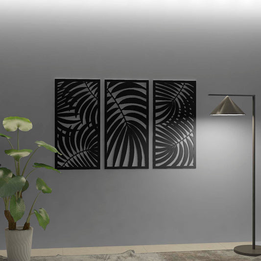 Triptych Palm Leaf 3D Wall Art-0