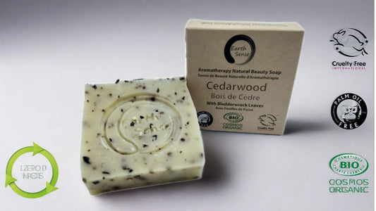 Organic Certified Solid Soap - Cedarwood with Bladderwrack 90g Earthsenseorganics