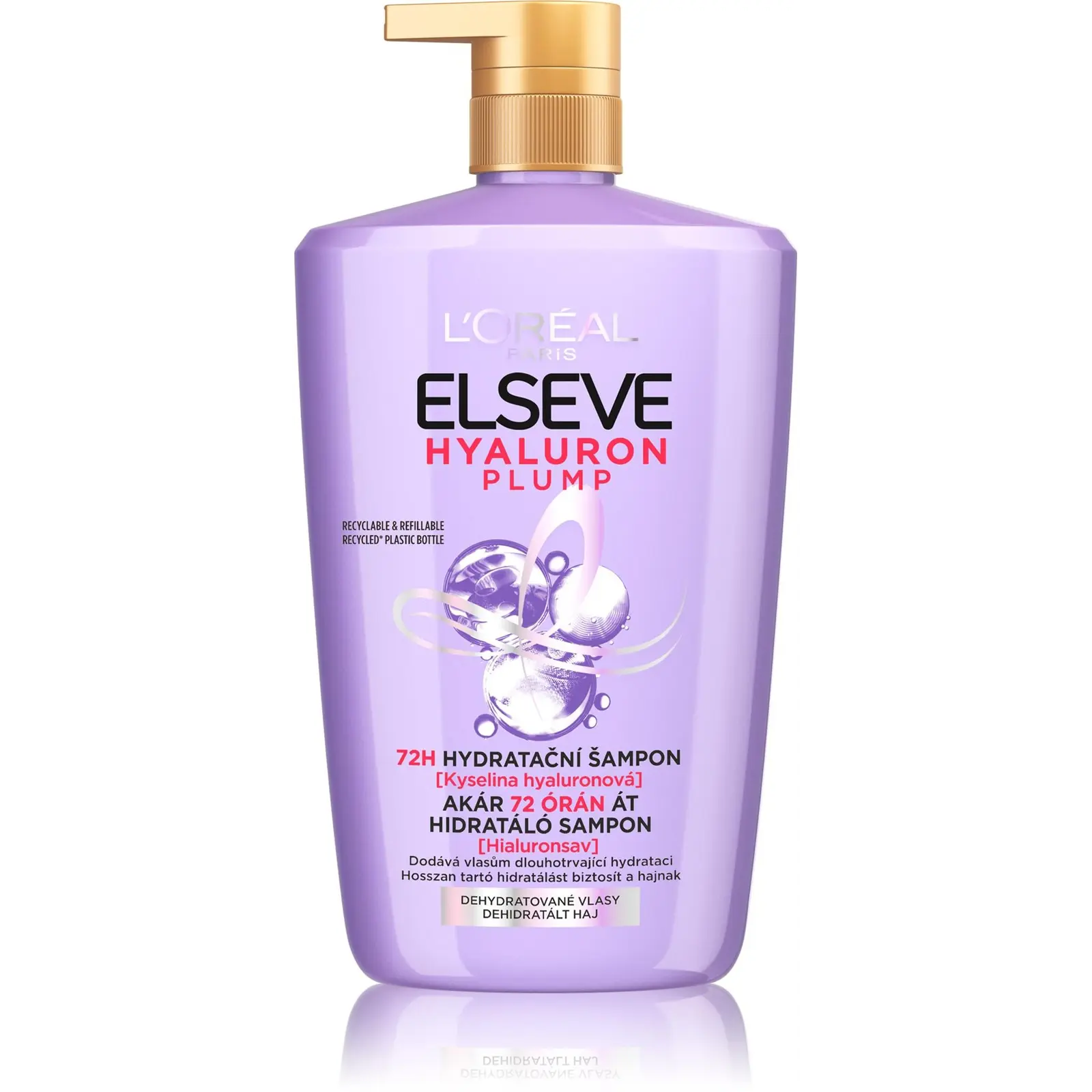 Sampon hidratant cu acid hialuronic L´Oreal Paris Elseve Hyaluron Plump pana la 72 de ore, 1000 ml (3600524105280) L'Oréal Paris