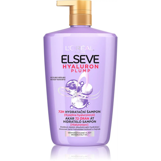 Sampon hidratant cu acid hialuronic L´Oreal Paris Elseve Hyaluron Plump pana la 72 de ore, 1000 ml (3600524105280) L'Oréal Paris