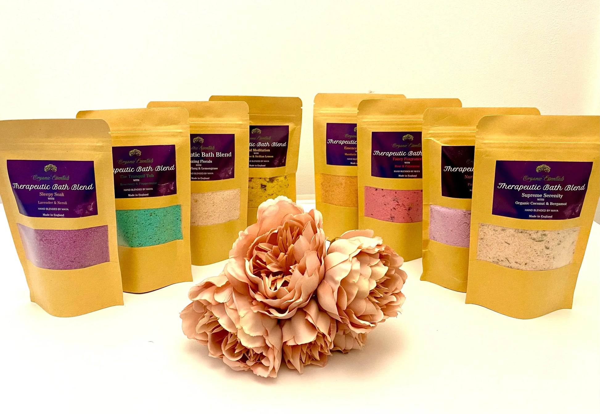 Eight 100g Luxury Natural Bath Blends in Eco-Pouch Lydia Cosmétique