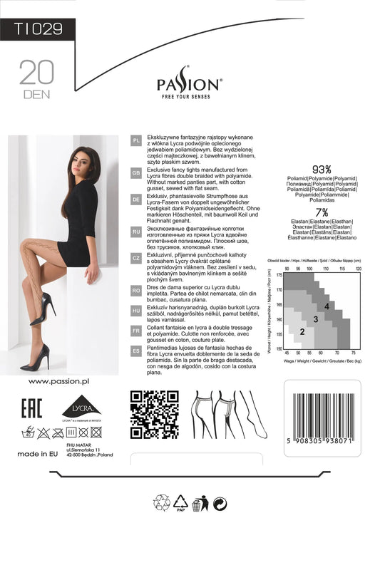 Strumpfhose mit Muster TI029 haselnuss - 2-1