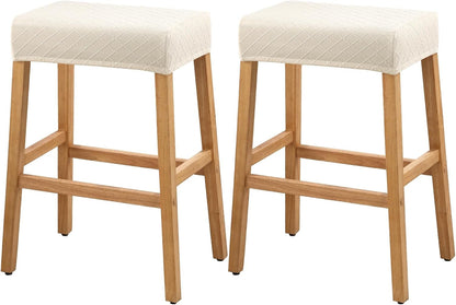 Stool Covers Rectangle - 2 Pack Stretch Waterproof Saddle Seat Cover Counter Bar Stools Bar Chairs Covers Kitchen Island Chairs Cushion Protector-0