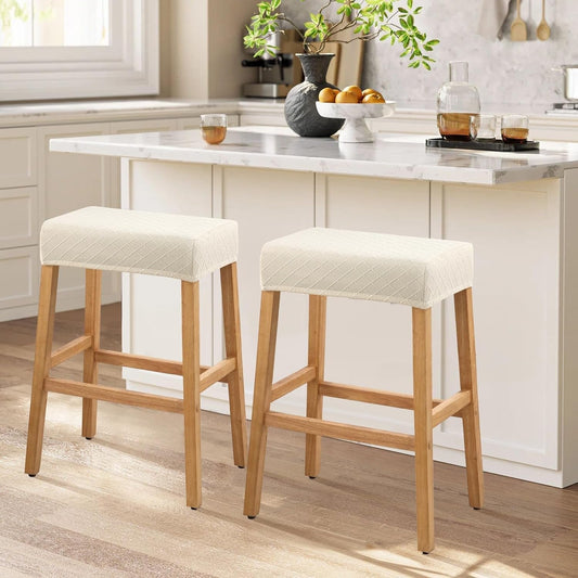 Stool Covers Rectangle - 2 Pack Stretch Waterproof Saddle Seat Cover Counter Bar Stools Bar Chairs Covers Kitchen Island Chairs Cushion Protector-1