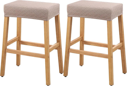 Stool Covers Rectangle - 2 Pack Stretch Waterproof Saddle Seat Cover Counter Bar Stools Bar Chairs Covers Kitchen Island Chairs Cushion Protector-0