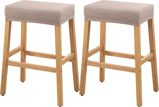 Stool Covers Rectangle - 2 Pack Stretch Waterproof Saddle Seat Cover Counter Bar Stools Bar Chairs Covers Kitchen Island Chairs Cushion Protector-0