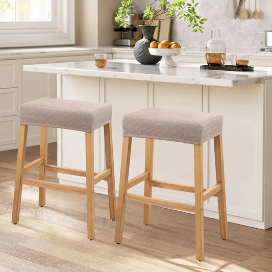 Stool Covers Rectangle - 2 Pack Stretch Waterproof Saddle Seat Cover Counter Bar Stools Bar Chairs Covers Kitchen Island Chairs Cushion Protector-1