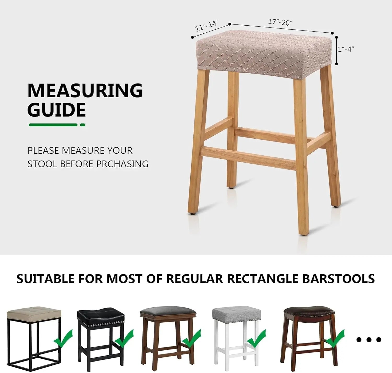 Stool Covers Rectangle - 2 Pack Stretch Waterproof Saddle Seat Cover Counter Bar Stools Bar Chairs Covers Kitchen Island Chairs Cushion Protector-2