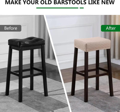 Stool Covers Rectangle - 2 Pack Stretch Waterproof Saddle Seat Cover Counter Bar Stools Bar Chairs Covers Kitchen Island Chairs Cushion Protector-4