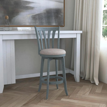Furniture Savana Wood Bar Height Stool, 30" High, Blue Wire Brush-1