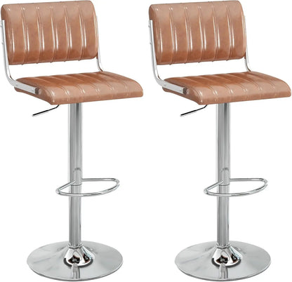 Adjustable Swivel Bar Stools Set of Two Brown-0
