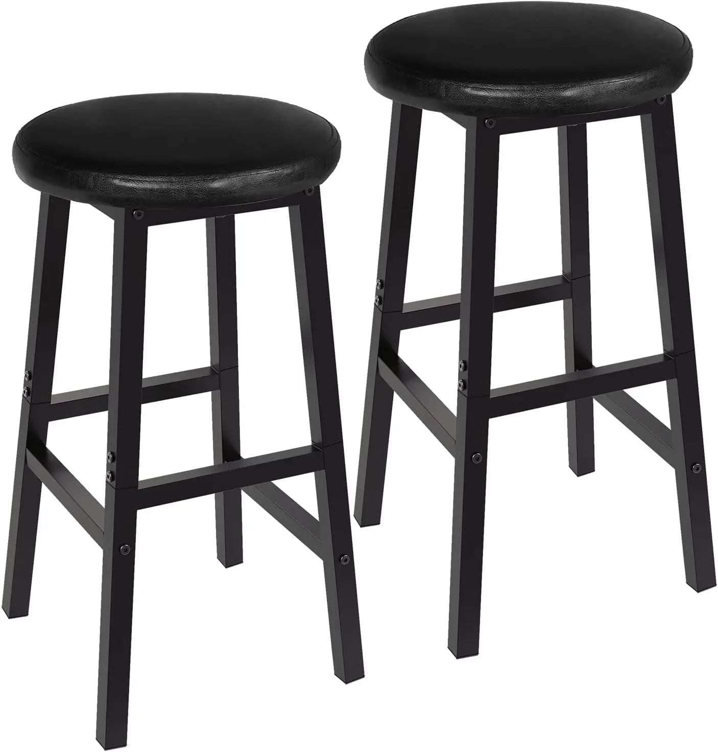 24 Inch PU Upholstered Bar Stools Set with Footrest-0