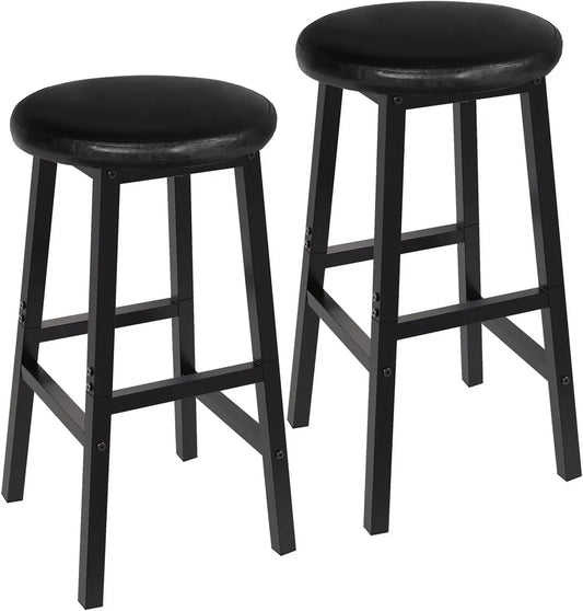 24 Inch PU Upholstered Bar Stools Set with Footrest-0