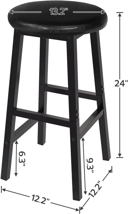 24 Inch PU Upholstered Bar Stools Set with Footrest-2