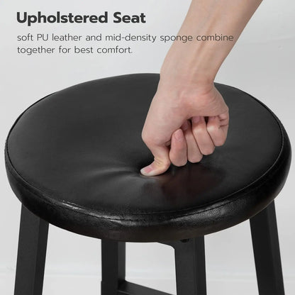 24 Inch PU Upholstered Bar Stools Set with Footrest-4