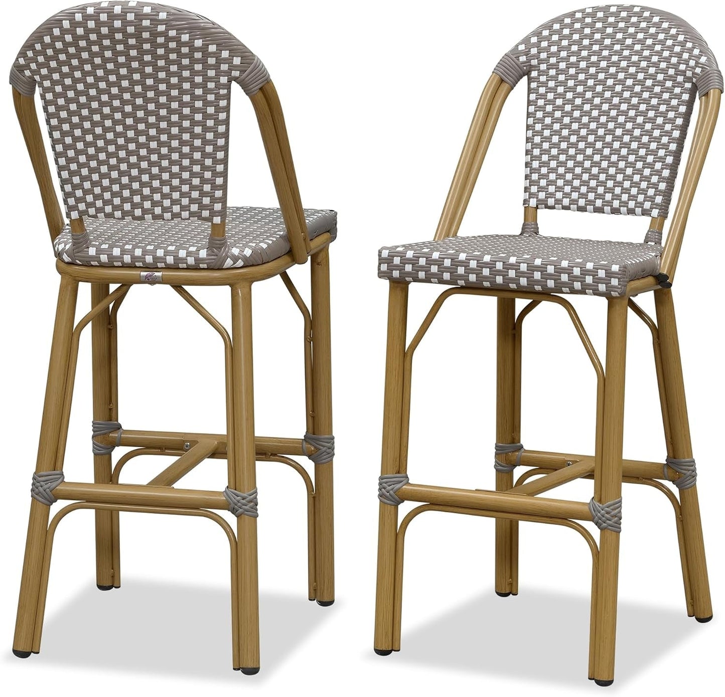 French Style Rattan Bar Stools Set for Outdoor Spaces-0