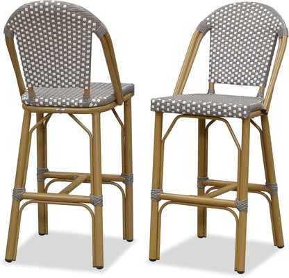 French Style Rattan Bar Stools Set for Outdoor Spaces-0