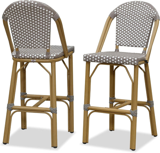 French Style Rattan Bar Stools Set for Outdoor Spaces-0