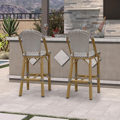 French Style Rattan Bar Stools Set for Outdoor Spaces-3