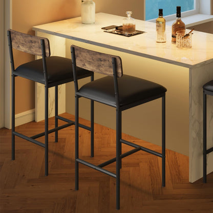 Upholstered Bar Stools Set of Two with Backrest-0