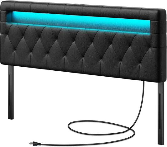 Adjustable Queen Size Headboard with 60000 LED Colors-0