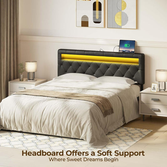 Adjustable Queen Size Headboard with 60000 LED Colors-1