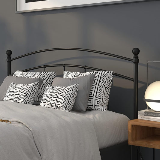 Contemporary Black Metal Queen Size Headboard with Support-0