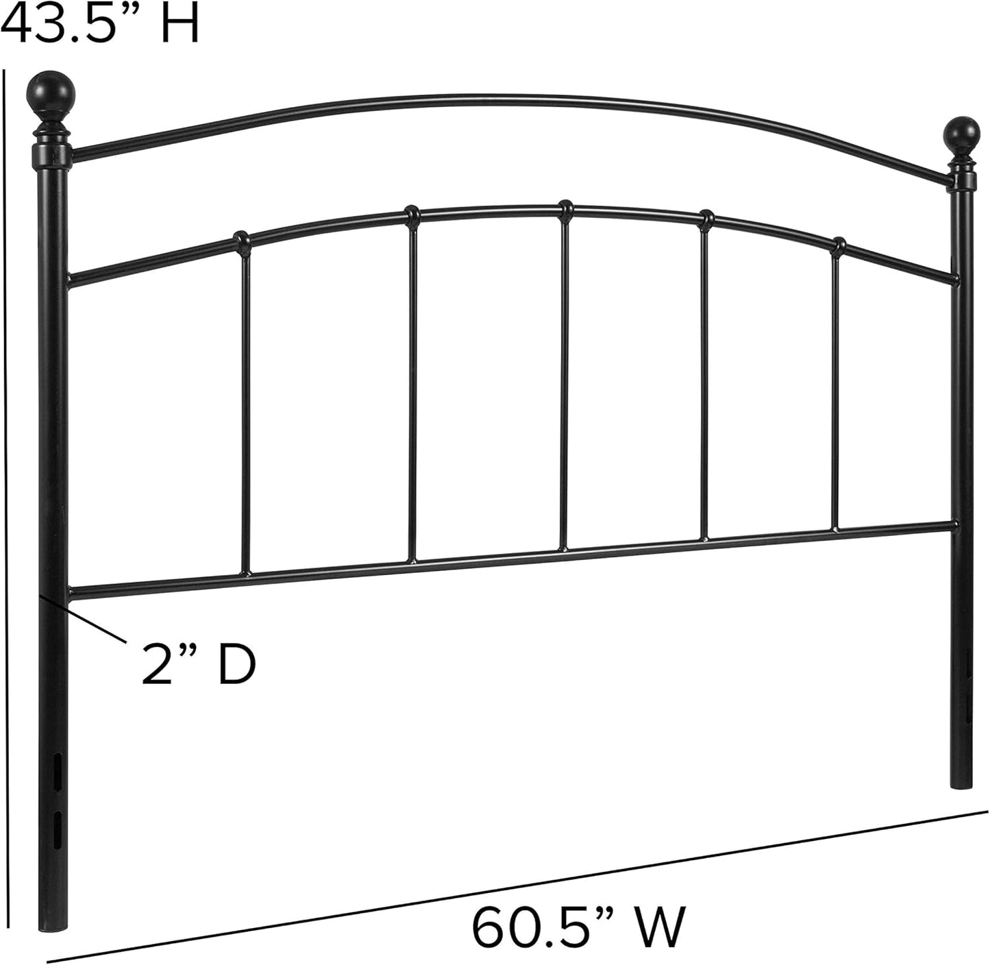 Contemporary Black Metal Queen Size Headboard with Support-1