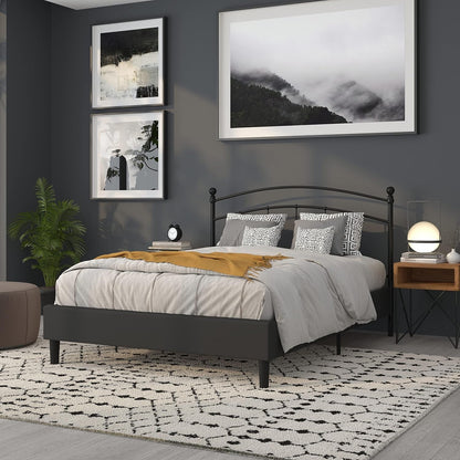 Contemporary Black Metal Queen Size Headboard with Support-3