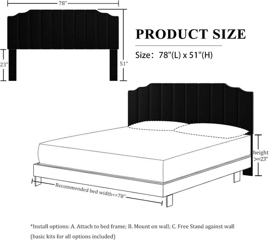 Velvet King Size Wall Mounted Headboard for Adjustable Beds-1
