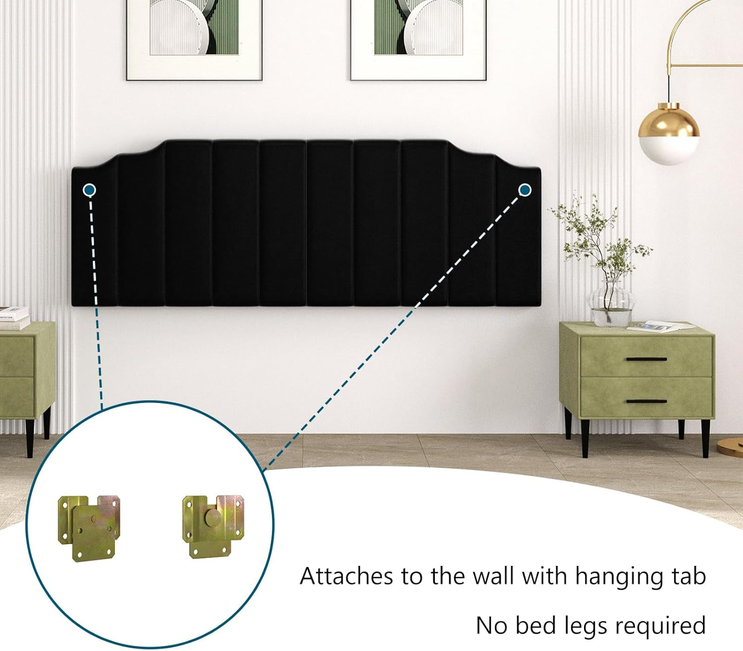Velvet King Size Wall Mounted Headboard for Adjustable Beds-3