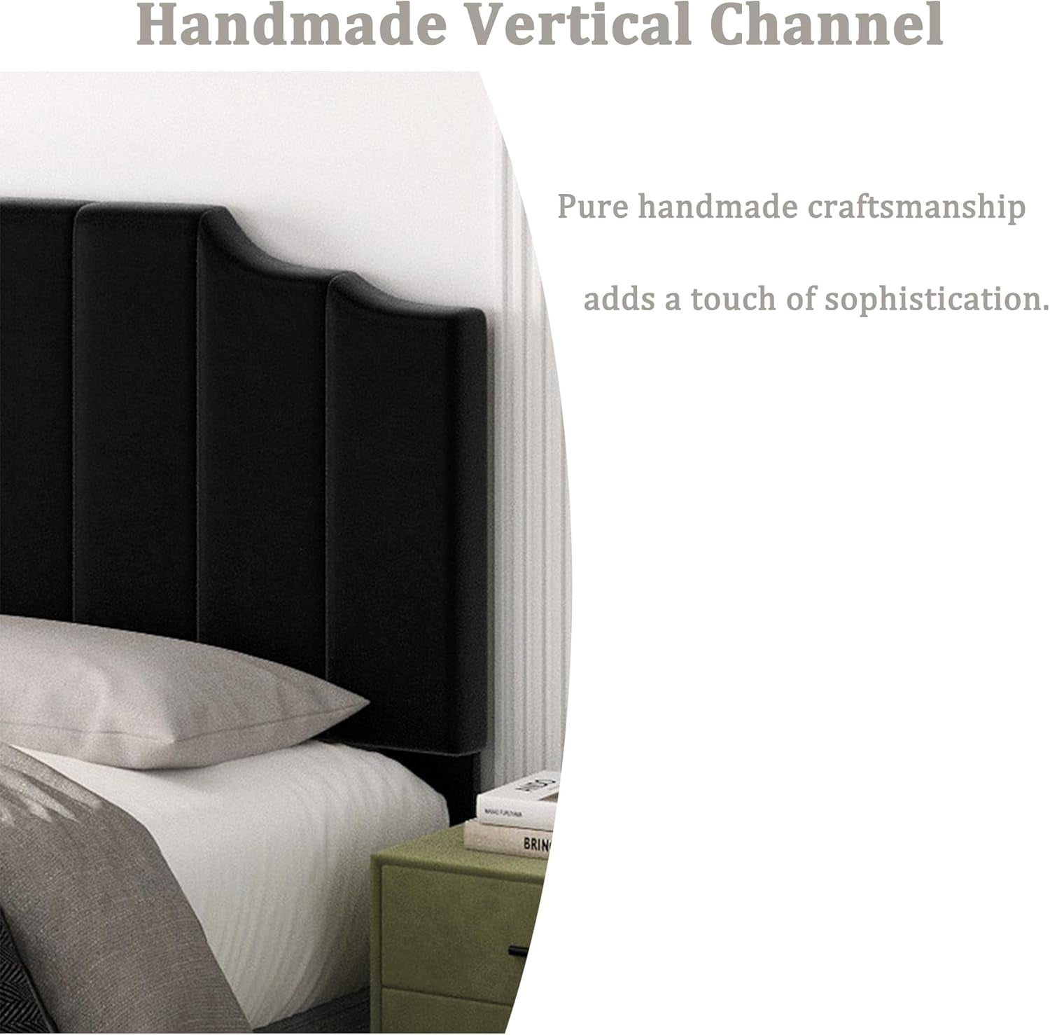 Velvet King Size Wall Mounted Headboard for Adjustable Beds-4
