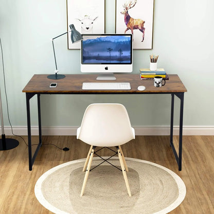 Computer Desk,47.2 Inches Home Office Desk Writing Study Table Modern Simple Style PC Desk with Metal Frame，Brown-1