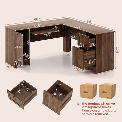 L-Shaped Desk with Storage & Keyboard Tray-2