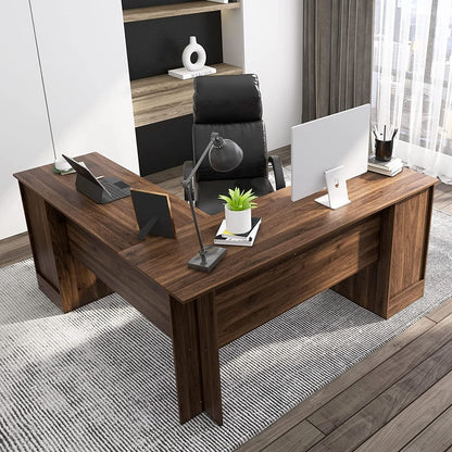 L-Shaped Desk with Storage & Keyboard Tray-3
