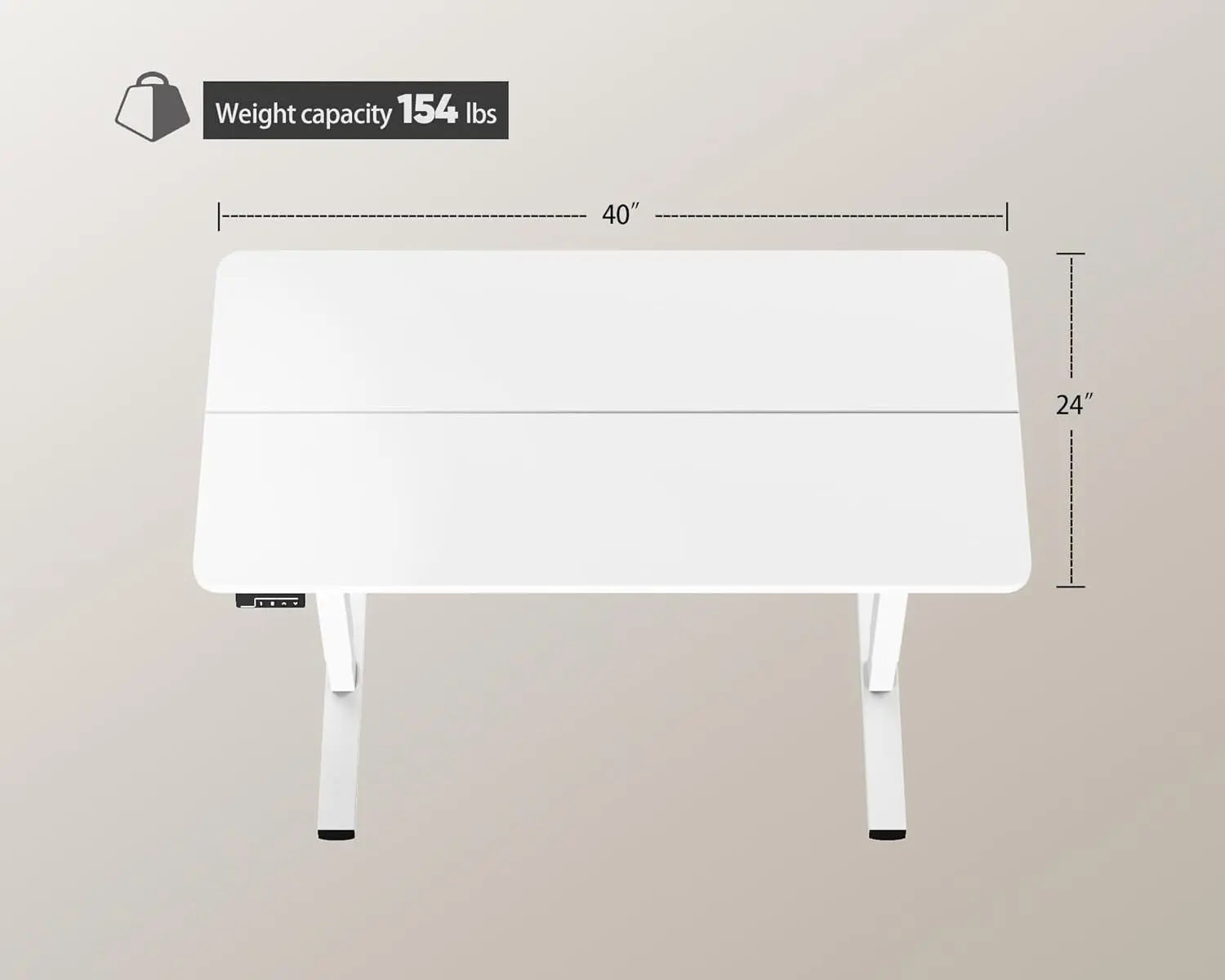 Electric Standing Desk Adjustable Height, Stand up Home Office Desk, 40X24 Inches Sit Stand Desk with Memory Preset, White-2