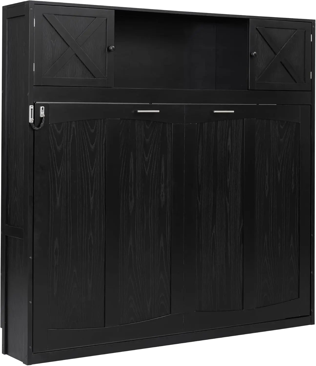 Full Size Murphy Cabinet Bed with Storage Shelf –  Foldable Dresser Bed-3