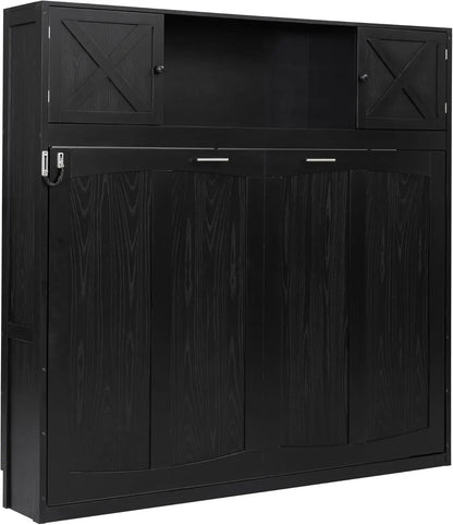 Full Size Murphy Cabinet Bed with Storage Shelf –  Foldable Dresser Bed-3