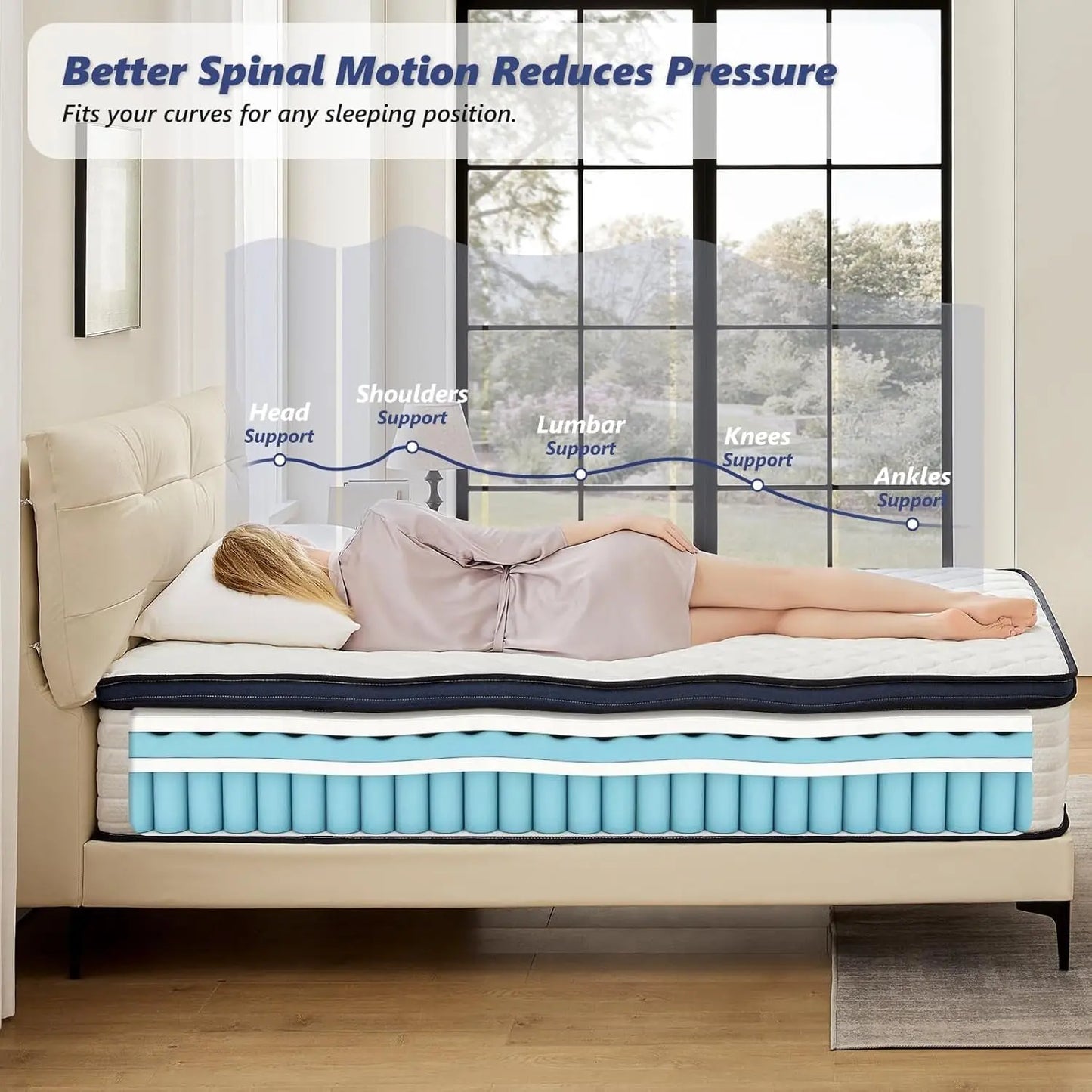 Queen Hybrid Mattress Medium Firm Comfort and Support-4