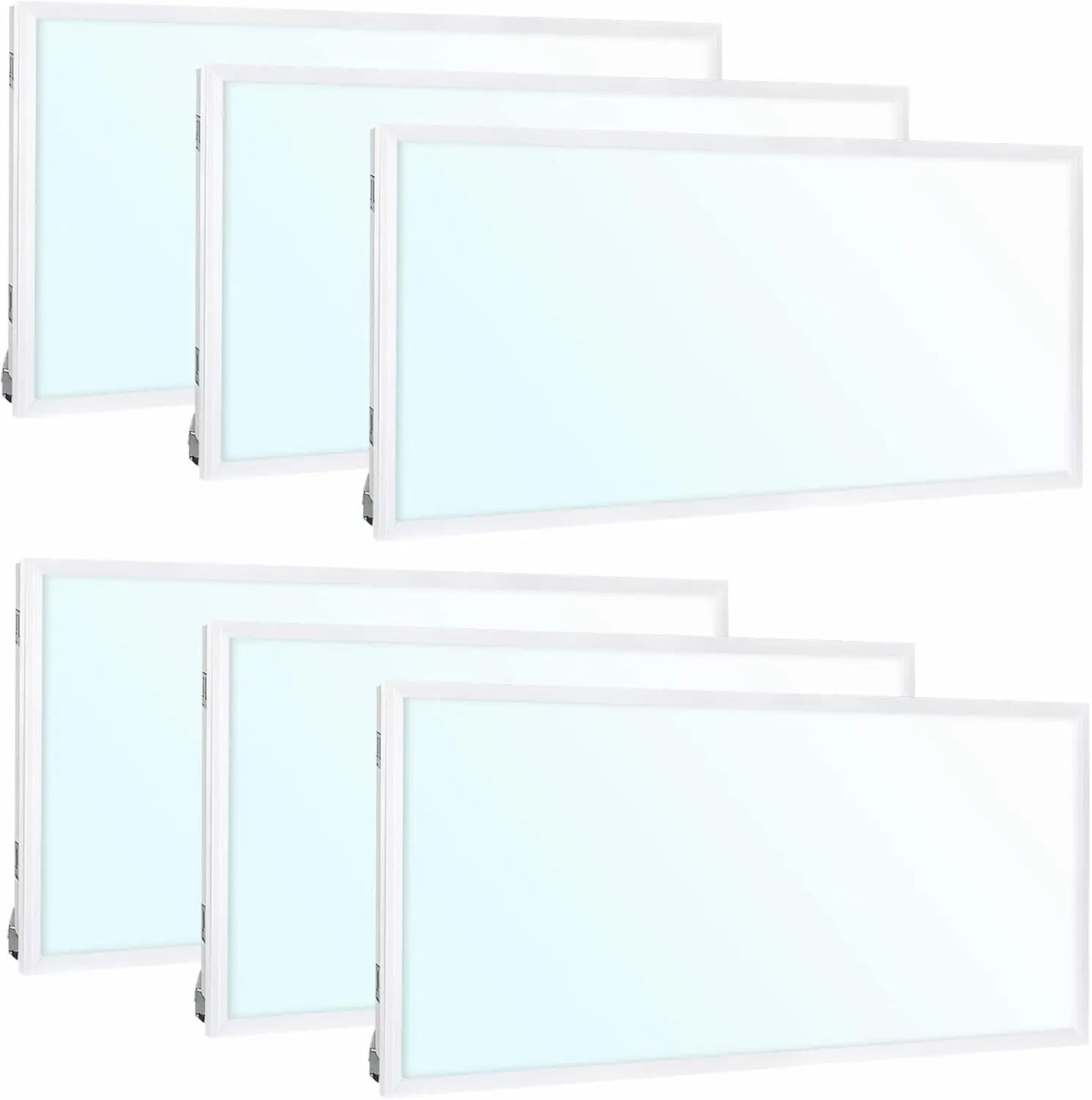6 Pack 2X4 FT LED Flat Panel Troffer Light, 40/50/60W, CCT Selectable 4000K/5000K/6500K Drop Ceiling Office Lights, 115LM/W, 0-10V Dimmable Ultra Slim Recessed Back-Lit Fixture-0