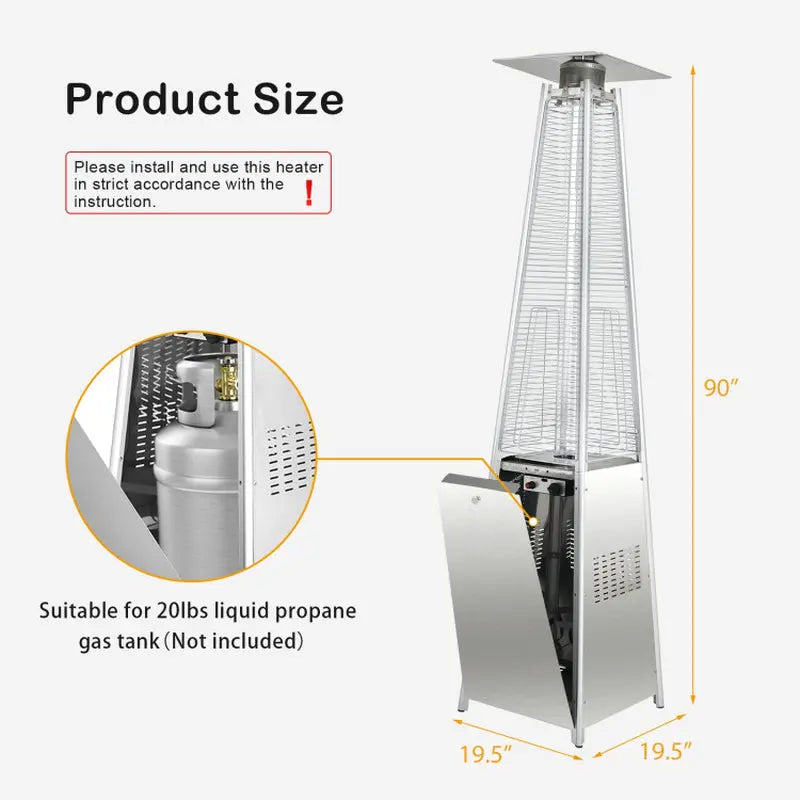42000 BTU Pyramid Patio Heater with Wheels-3