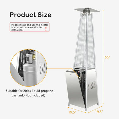 42000 BTU Pyramid Patio Heater with Wheels-3