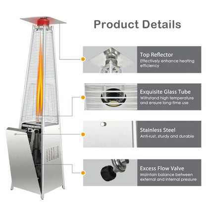 42000 BTU Pyramid Patio Heater with Wheels-4