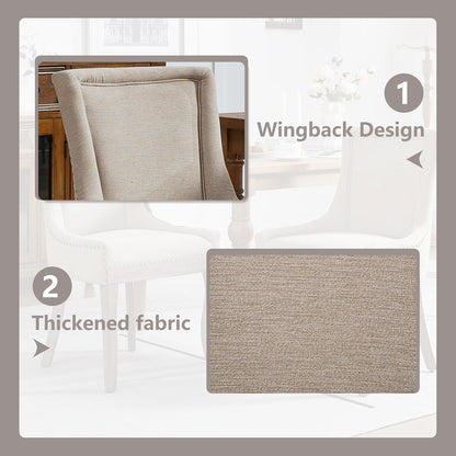 Modern Dining Chairs Set of 4, High Back Dining Chairs Side Chairs with Solid Wood Legs, Upholstered Fabric Dining Room Chairs for Dining Room Kitchen, Beige-4