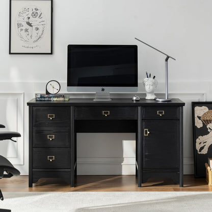 Solid Wood Executive Desk with Drawers and Storage-1