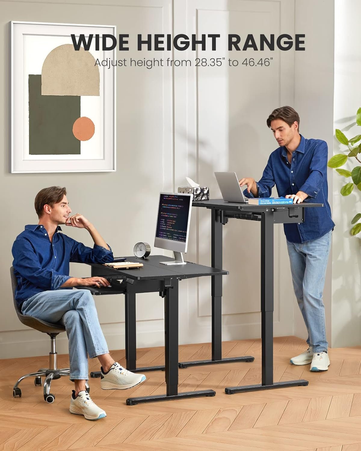 Electric Standing Desk with Adjustable Height Keyboard Tray-3