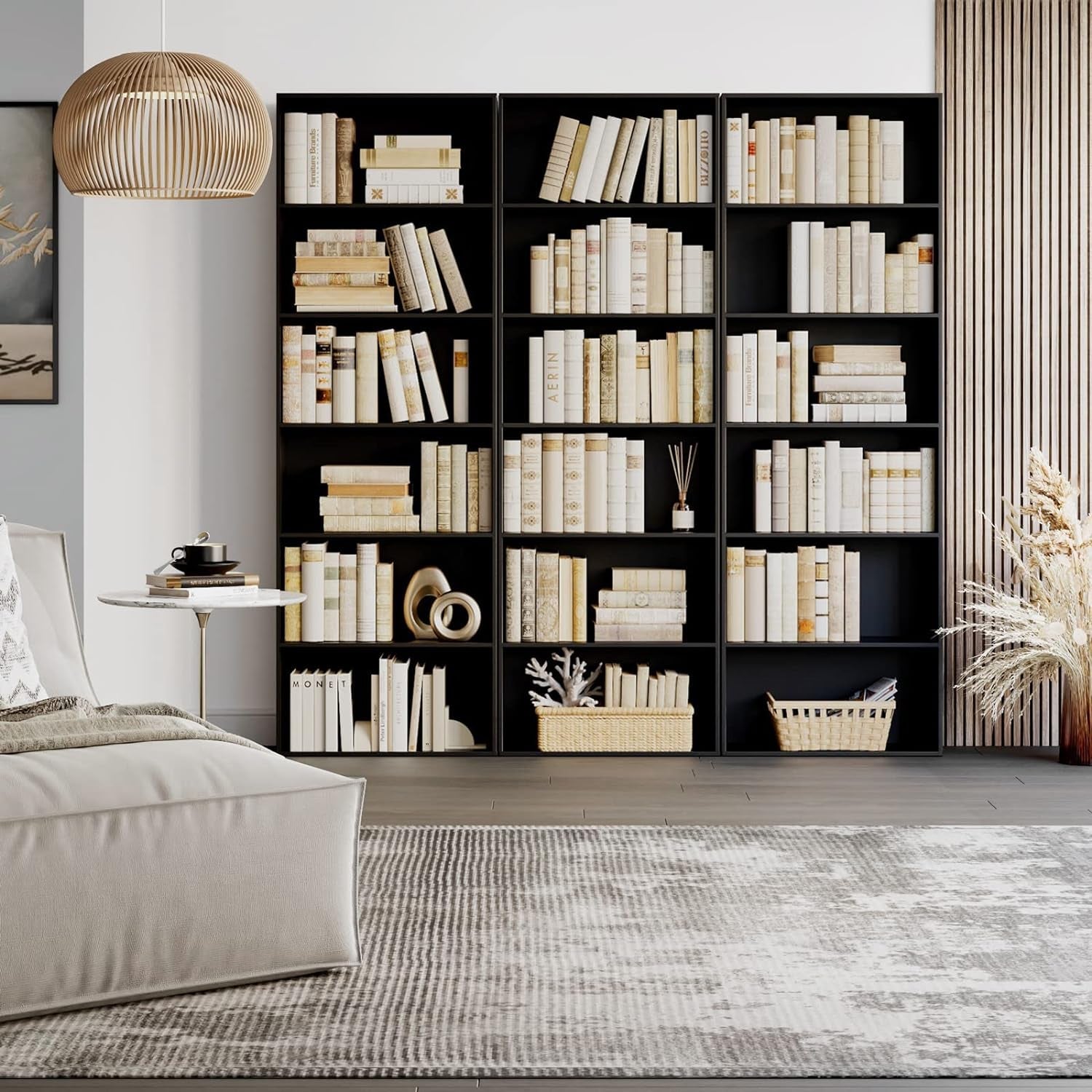 6-Tier Open Bookcase and Bookshelf, Freestanding Display Storage Shelves Tall Bookcase for Bedroom, Living Room and Office, Black-3